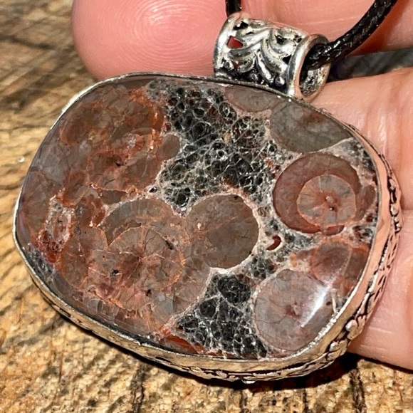 Peanut Obsidian Perlite Pendant 1 1/2”x 1 1/2” - Picture 3 of 17